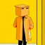 Placeholder: man with cardboard box on head anime style