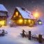 Placeholder: fantasy farming village square winter night grasslands