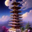 Placeholder: a traditional Japanese quite Torii on a mountain, dark,night , MOON IN SKY, DARK PURPLE SCHEME, by studio ghibli painting, clouds, wide angle , low-angle shot, by Joaquin Sorolla rhads Leyendecker, by Ohara Koson and Thomas Kinkade, traditional Japanese colors, superior quality, masterpiece