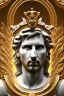 Placeholder: Ultra Realistic image, classical renaissance sculpture, white marble material, Lionel Messi, Laurel leaves crown, chisel style, waist up portrait, epic, celestial, gold, cinematic lighting, God light, god rays, 4k resolution, smooth details, ornate details, soft lighting, unreal engine 5, marble background.