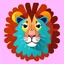 Placeholder: A sticker design in a minimalistic style featuring a caricature lion in vivid colors. The subject is presented alone on a neutral background.