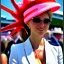 Placeholder: A woman's radio antenna hat at the Kentucky Derby