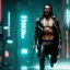 Placeholder: Actor, jason momoa, blade runner style, rain, fog, neon ambient, gradient color, clean skin, circuits, latex coat, cyber punk, neon, tubes, portrait, photo studio, unreal engine 5, smooth color, 16 bit, god lights, ray tracing, RTX, lumen lighting, ultra deatail, volumetric lighting, 3d, finely drawn, hd.