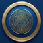 Placeholder: a gold and blue logo in a circle, fingerprint that looks like circuit board traces