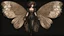 Placeholder: Full Body, Art Nouveau Woman With A Bob With A Fringe Hairstyle, 1920s Clothing, Steampunk Metal Moth wings, Black Background