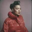 Placeholder: Billie holiday, red, autochrome, plastic puffy jacket
