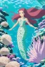 Placeholder: Underwater scene, a cute mystical mermaid with pink hair and shimmering tail, rock, calm water, fish, beautiful colors, fine detail, high quality, seashell, octopus, dreamlike, mystical