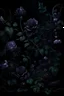 Placeholder: dark garden with grapevines, occult, darkness, purple flowers and black roses