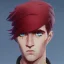 Placeholder: Red haired man with one black and one blue pupil