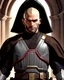 Placeholder: star wars bald male corellian jedi wearing gunmetal grey and black old republic armored flightsuit with gold and metallic red trim inside the jedi temple, centered head and shoulders portrait, hyperdetailed, dynamic lighting, hyperdetailed background, 8k resolution, volumetric lighting, light skin, fully symmetric details