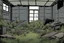 Placeholder: shed, overgrown apocalyptic, grey background, comic book,