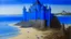 Placeholder: A blue violet castle near a beach painted by The Limbourg brothers