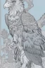 Placeholder: coloring book page of a magical eagle pokemon ,monochrome, black and white, sharp, sketch drawing