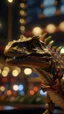 Placeholder: dinosaur wearing a party bow at a casino, shot on Hasselblad h6d-400c, zeiss prime lens, bokeh like f/0.8, tilt-shift lens 8k, high detail, smooth render, down-light, unreal engine, prize winning