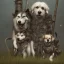 Placeholder: sad, abandoned, miserable dog tied to a pole with the Grim Reaper beside akita dog on lonely highway, 8k resolution, high-quality, fine-detail, iridescent, intricate, digital art, detailed matte, volumetric lighting, illustration, 3D octane render, brian froud, howard lyon, selina french, anna dittmann, annie stokes, lisa parker, greg rutowski