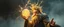 Placeholder: dwarven priest with electrically charged hair, expert holding up a floating radiant Painite crystal rosette ball shooting radiant light through the fog