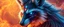 Placeholder: close up portrait of a plasma racoon fox horse king lama flickers like hypnotic fire in geometric shapes like a dna swirl of time and a fearsome planeswalker covered in powerful runes