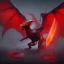 Placeholder: beautiful Red dragon with wings and four limbs, wyvern, black horns, fire in the mouth, action pose, digital painting, splash art, MTG, high detail, medieval, steam punk, future punk