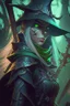 Placeholder: elven witch hunter from warhammer, anime style, depth of field, nvidia graphics, lightrays, trending art, movie poster