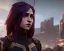 Placeholder: ultrarealistic, ruined city,__sci-fi armor__, __angles__, 18 year old woman, strikingly beautiful, mid cut hair, red and black_color_, [__starlets__|__starlets__], (pale __skincolor__ skin:1.2), __camera__, detailed face and eyes, up turned nose, large breasts, leather choker, dynamic pose, resolved expression, __accessory__, strappy outfit, (straps:1.1), mini skirt, (buckles, buttons, snaps, rings:1.0), crop top, detailed eyes, plump lips, sci-fi theme, insane details