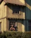 Placeholder: Realistic image, giant woman head inside a house, looks out through the open windows. people on the street are watching him, soft color, highly detailed, unreal engine 5, ray tracing, RTX, lumen lighting, ultra detail, volumetric lighting, 3d, finely drawn, high definition, high resolution.