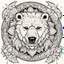 Placeholder: outline art, coloring pages, white Background, sketch style, only use outline, mandala stile, clean line art, white background, no shadow and clear and well, Mandala ANGRY BEAR