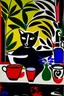 Placeholder: Eclectic henri matisse. Cat, coffee