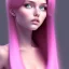 Placeholder: girl, cute, beautiful, long pink hair, side view