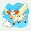 Placeholder: a cow is flying and has wings