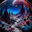 Placeholder: Detailed creepy landscape made of modeling clay, stars and planets, Roger Dean, Tim Burton, strong texture, Ernst Haekel, extreme detail, Max Ernst, decal, rich moody colors, sparkles, bokeh, odd