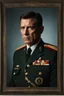 Placeholder: portrait of a 50 year old military commander. Cruel expression, dark crew cut hair