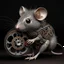 Placeholder: a rat with gears in it's face, naked