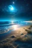 Placeholder: magic sea, beach with sand, shells, realistic, professional photo, 4k, top view, cosmic sky, stars, full moon, milki way