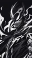 Placeholder: A close picture to Mix between Skeleton and venom symbiote in solo leveling shadow art style