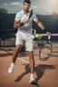 Placeholder: A hyper-realistic, A stylized portrait of Grigor Dimitrov in his signature tennis outfit, ready to take on the court. Photo Real, HOF, full size, practicality,manufacturability,performance, (((realism, realistic, realphoto, photography, portrait, , realistic, beautiful, elegant, charming, apocalyptic environment, professional photographer, captured with professional DSLR camera,trending on Artstation, 64k, ultra detailed, ultra accurate detailed, bokeh lighting, surrealism, Thomas Kinkade backgr