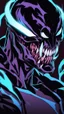 Placeholder: Mix between venom symbiote and Reaper in solo leveling shadow style with neon glowing blue