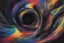 Placeholder: man, colorful, rainbow, A visually striking and abstract representation of the void and a black hole, utilizing dark hues and dynamic shapes to evoke the enigmatic and powerful aspects of cosmic emptiness, (visually striking abstract representation:1.4), (the void and black hole:1.5), (dark hues and dynamic shapes:1.3), (expressive and cosmic ambiance:1.2), drawing inspiration from abstract interpretations of the cosmic void and black hole phenomena