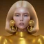 Placeholder: beautiful cosmic golden woman, long blond hair, nice smiling, magic glamour make up, delicate colors, beautiful glamour galactic golden dress, ultra sharp focus, 8k, unreal engine 5, extremely sharp detail, light effect, soft light atmosphere of a spaceship, smooth, full of details, face in front, complete vision of face and hair and body