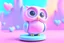 Placeholder: Air Quality monitor with LCD display, Tiny cute isometric Owl like emoji, Cyberpunk, futuristic, heart shape, soft lighting, soft pastel colors, 3d icon clay render, blender 3d, pastel background --v 4 --s 750