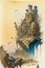 Placeholder: Destroyed City, war, debris, stone, breched, brocken, Perspektiv from the sky, by Jean-Baptiste Monge, Ivan Bilibin, Albert Bierstadt, Reza Badrossama, watercolor ink, pencil sketch, splash art, intricate details, fantasy, beautiful, oil on canvas, award winning, imperial colours, fantastic view, radient colours, very attractive, crisp quality
