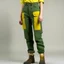 Placeholder: Women model catwalk wearing cargo jeans with patch jellow and green