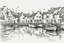 Placeholder: English fishing village light hb pencil line art minimalist outlines