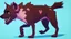 Placeholder: Cute chibi-style hyena dog, chasing its own tail, cartoony, colorful, exaggerated, simplified, adorable