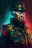 Placeholder: Soeharto former president of Republic Indonesia in militiary cyberpunk style