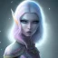 Placeholder: An elf with crystal blue eyes and magenta hair, teardrop eyebrows, woman, angry expression