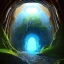 Placeholder: a large cave with a portal to another dimension, aesthetic