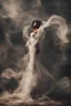 Placeholder: beautiful black women in white Smokey ethereal, heavenly background