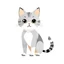 Placeholder: 2d vector, full body view, cute little cat, white background