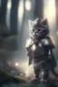 Placeholder: Photoreal cute and gorgeous medieval kitten dressed in smooth shining knight's battle plate armor in a wet foggy forest at dusk by lee jeffries, 8k, high detail, smooth render, unreal engine 5, cinema 4d, HDR, dust effect, vivid colors