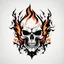 Placeholder: minimalistic burning screaming skull flame cyberpunk logo